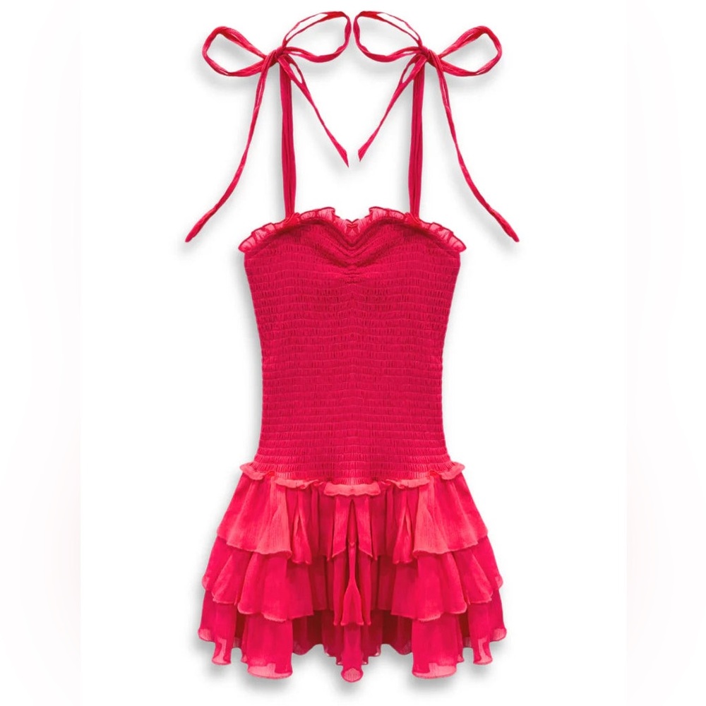 Katie J NYC Hot Pink TWEEN MERI SOLID SHEER DRESS